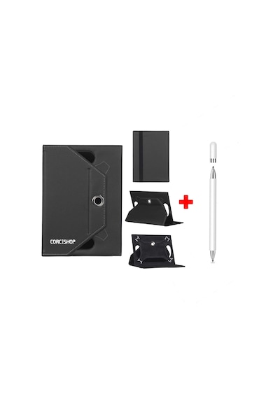 Samsung Active Pro T547 Uyumlu Kılıf Universal Standlı + Dokunmatik Tablet Kalem Stylus Kapaklı Kılıf