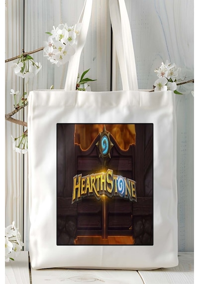 Art Hediye Hearthstone Oyun Baskılı Bez Çanta Omuz Çantası Kişiye Özel Model 48 Çok Renkli