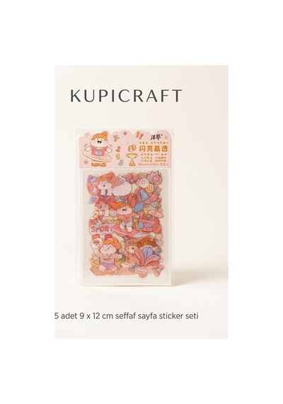 5 Sayfa Turuncu Şeffaf Sticker Seti Lila Figürler Ajanda - Scrapbook - Journal - Planner - 937181067 Diğer