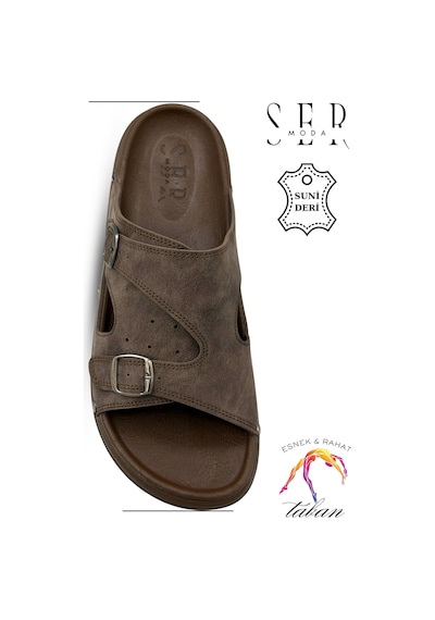 Sermoda Erkek Terlik - Çift Toka Ayarlanabilir Esnek Taban Deri Erkek Terlik T Kahve Kahverengi Sermoda Erkek Terlik - Çift Toka Ayarlanabilir Esnek Taban Deri Erkek Terlik T Kahve Kahverengi