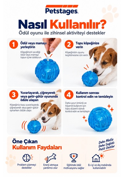 Petstages Orka Tennis Ball Ödül Maması Hazneli Top Köpek Oyuncağı - Parçalanmaya Dayanıklı