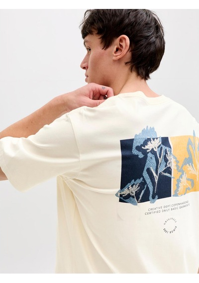 Jack & Jones Montauk Allover Print Erkek Krem Tişört 12292148-anw