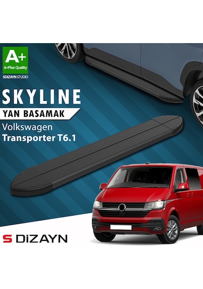 S-dizayn Vw Transporter T6.1 Kısa Şase Skyline Siyah Yan Basamak 213 Cm 2019-2024 A+ Kalite