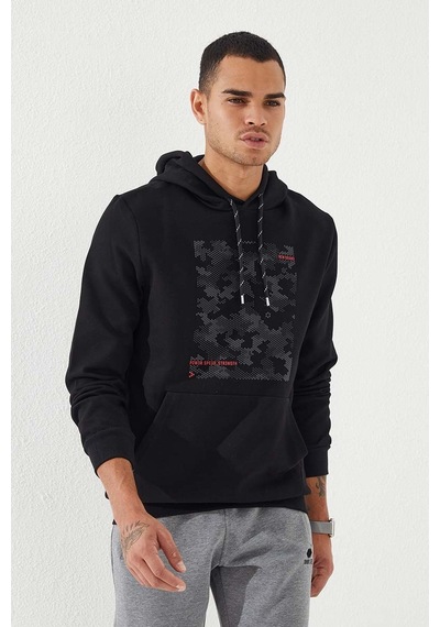 Tommy Life Siyah Kamuflaj Desen Baskılı Standart Kalıp Kapüşonlu Erkek Sweatshirt - 87884 Siyah Tommy Life Siyah Kamuflaj Desen Baskılı Standart Kalıp Kapüşonlu Erkek Sweatshirt - 87884 Siyah