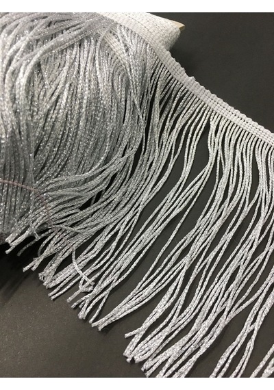 Püskül Saçak Gümüş Simli Beyaz 30 Cm 1 Metre