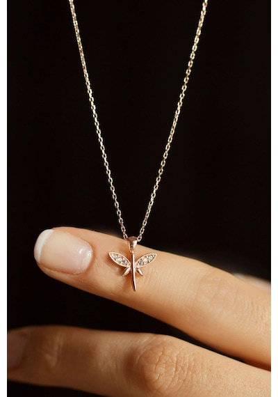 Zirkon Taşlı Rose Minimal Yusufcuk Gümüş Kolye N10068