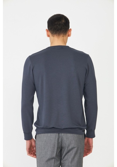 White Stone Antrasit Basic Bisiklet Yaka Erkek Sweatshirt Antrasit