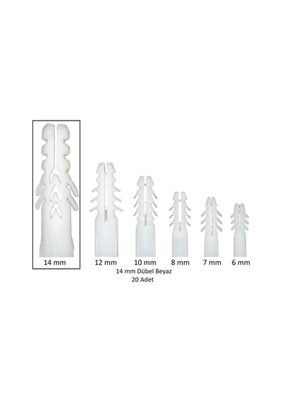 Dübel, 14 Mm Beyaz Dübel, 20 Adet