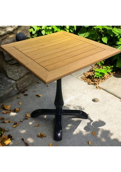 Cafe Masa Bambu Ahşap Yemek Masası Damla Ayak 70x70 Naturel