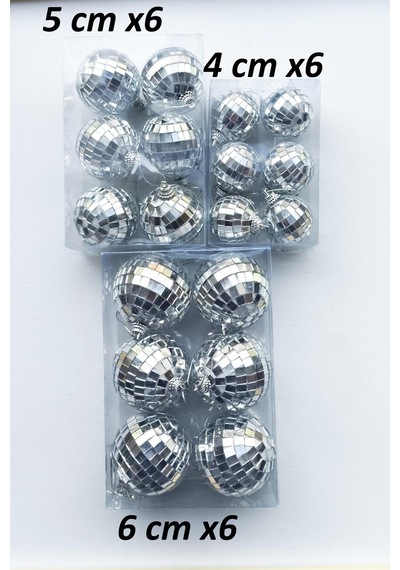 Yılbaşı Çam Ağacı Süsü Aynalı Disko Topu 4 Cm 6 Lı
