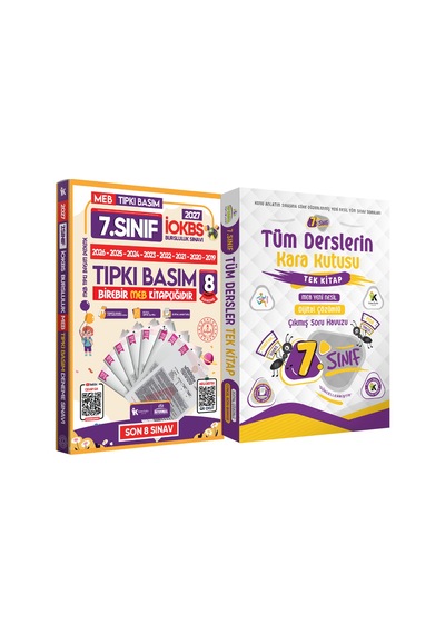 7.Sınıf İOKBS PAKET 8li Tıpkı Basım/Tüm Dersler Tek Kitap Çözümlü Çıkmış Soru Bankası 2li Set