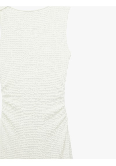 Koton Bürümcük Kumaş Drapeli Kayık Yaka Kolsuz Slim Fit Uzun Kalem Elbise Kırık Beyaz 6sak80010uk Ekru Koton Bürümcük Kumaş Drapeli Kayık Yaka Kolsuz Slim Fit Uzun Kalem Elbise Kırık Beyaz 6sak80010uk Ekru
