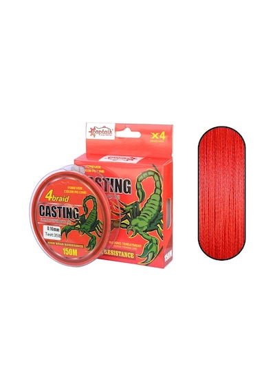 Captain Casting 4x 150m İp Misina Kırmızı - 0.16mm