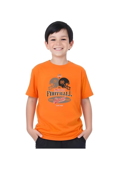 Panios Kids American Football Baskılı Erkek Çocuk Kısa Kollu T-shirt Turuncu