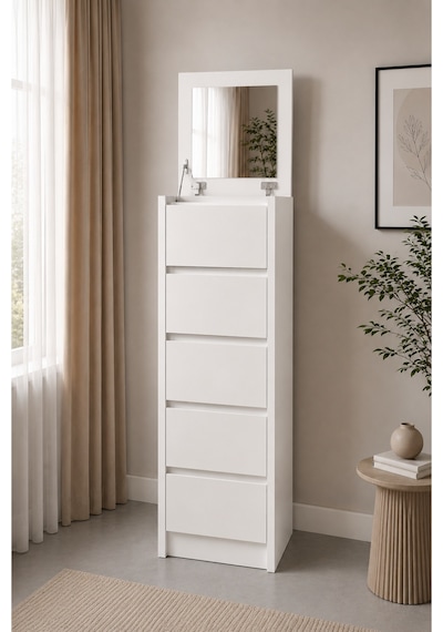 Nolm 5 Çekmeceli Yüksek Şifonyer/çamaşırlık Y:122 D:40 G:40 / Beyaz