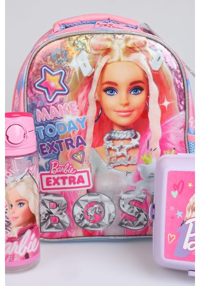 X Dekomus Lisanslı Barbie "extra Glam Collection" Tek Bölmeli Küçük Boy 35 Cm Anaokul Çantası, Beslenme Kabı Ve Tritan Matara Seti Altın