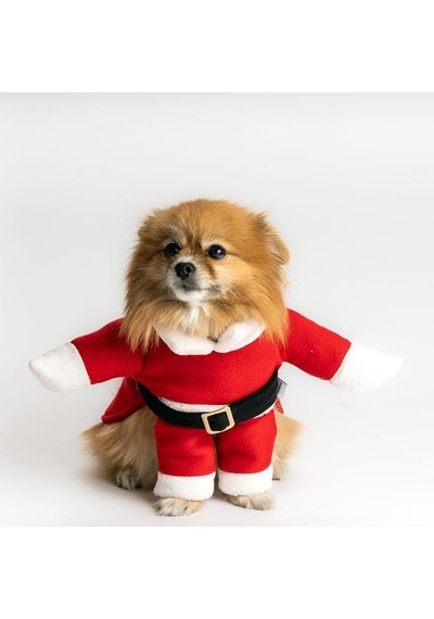 Noel Baba Kostüm Büyük Irk Köpeklere Uygun Polar Göğüs 68-75 CM Sırt 65 CM