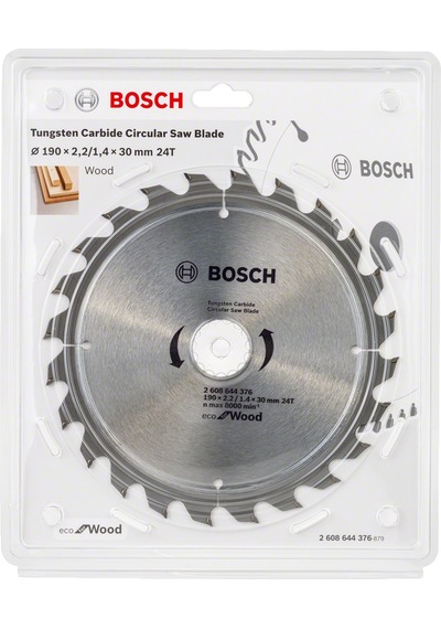 Bosch - Optiline Eco Serisi Ahşap İçin Daire Testere Bıçağı 190 30 Mm 24 Diş 2608644376