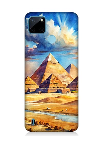Realme C21y Uyumlu Piramid Manzarası Desenli Silikon Kılıf