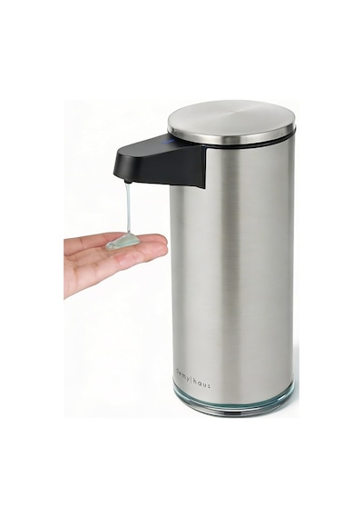 Sensepro Sensörlü Otomatik Sıvı Sabunluk Şarjlı Paslanmaz Çelik 380ml 5 Kademeli Dozaj Temassız Hijyenik Banyo Ve Mutfak Metalik Gri 000 Açık Krem