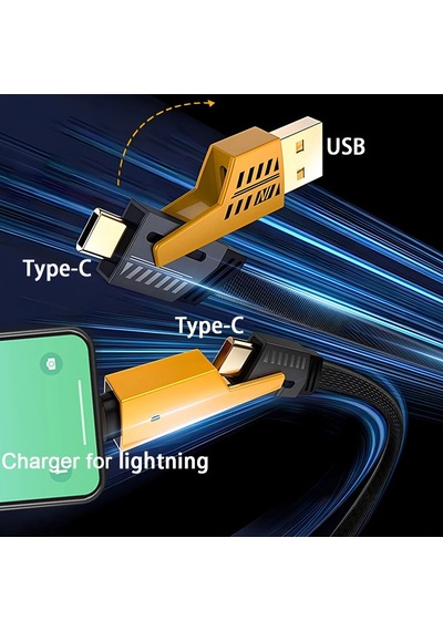 65w 4'ü 1 Arada Tip C Hızlı Şarj Kablosu Usb Tip C Aydınlatma Apple Uyumlu iPhone  14 15 13 4 İn 1 2m
