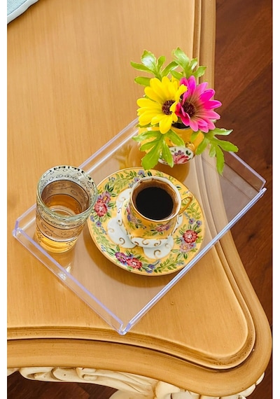 Makri Home 2'li Kristal Şeffaf Sunum Tepsisi 225 X 145 X 20 Mm Beyaz