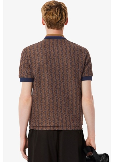 Lacoste Classic Fit Monogram Polo T-shirt Erkek Polo Yaka Tişört Kahverengi