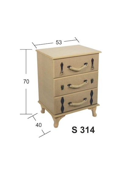 Ahşap Komodin 53x40x70cm NO:1 S-314