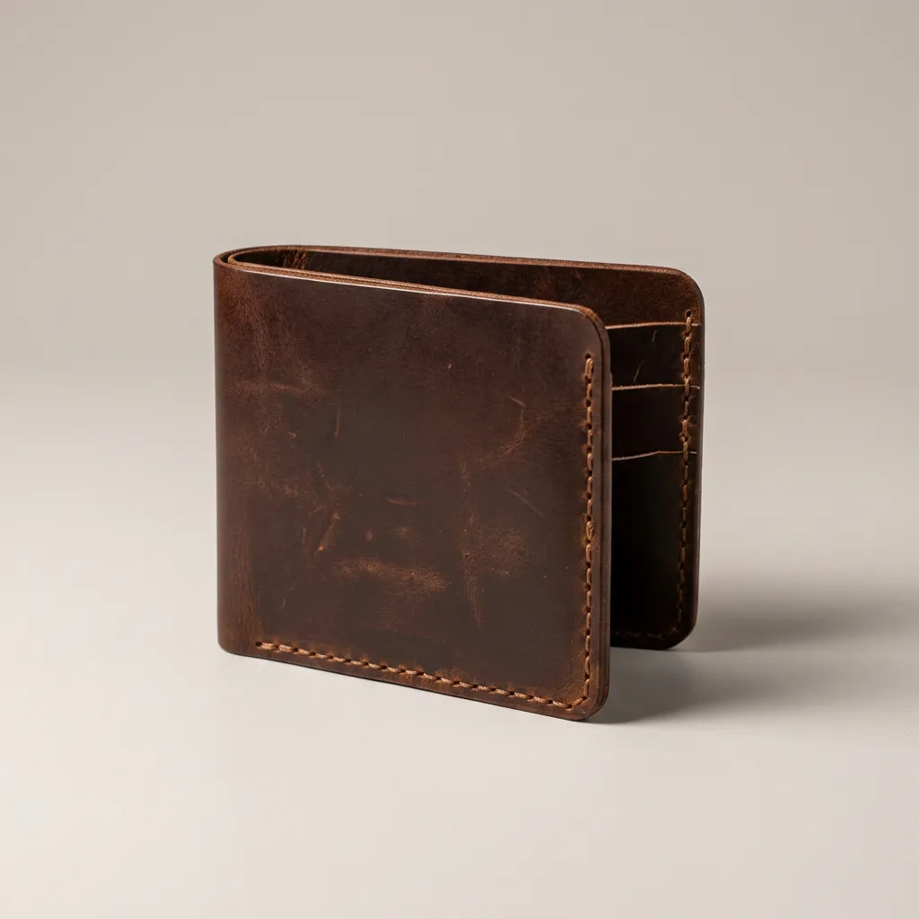 Natderi %100 Hakiki Deri Vintage Erkek Cüzdan - Kahverengi El Dikişi Klasik Model Cüzdan Taba