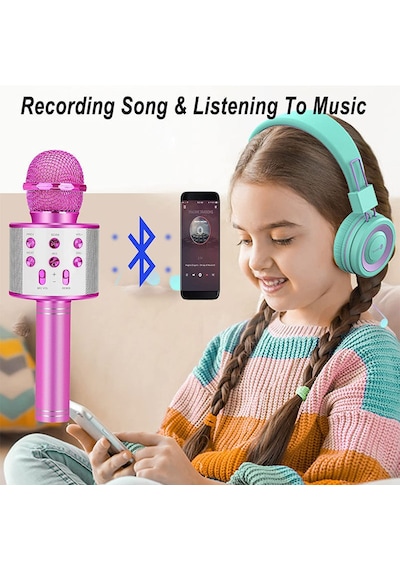 Kareoke Mikrofon Bluetooth Hoparlör Yüksek Ses Uzun Şarj Süresi Bluetooth Hoparlörlü