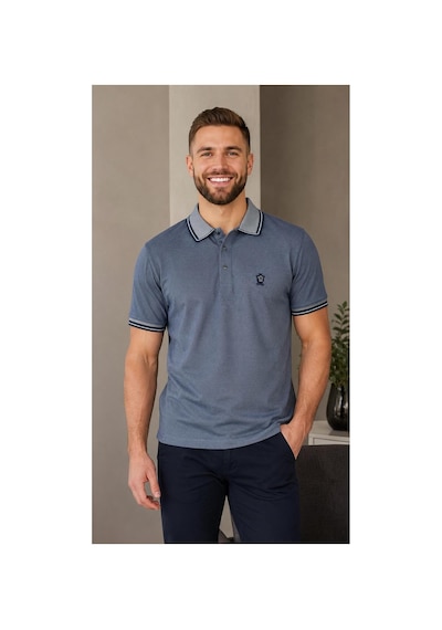 Roballi Regular Fit Polo Yaka Düz Pamuklu Erkek Siyah Kısa Kol Tişört İntigo
