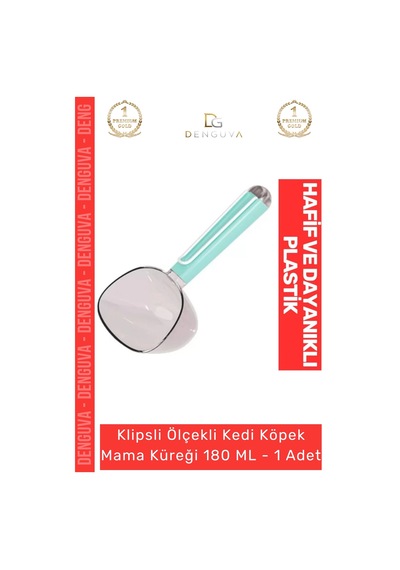 Mamaküreği Klipsli 180 Ml Hijyenik Evcil Hayvan Porsiyon Kontrolü Ölçekli Kedi Köpek Mama Küreği -