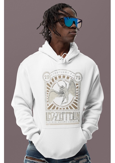 Sevbano Tasarım Led Zeppelin Baskılı Unisex Oversize Rock Metal Müzik Gru beyaz