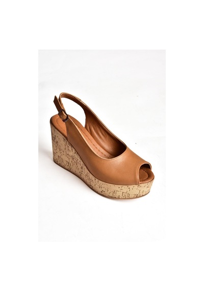 Fox Shoes S996063509 Taba Dolgu Topuklu Kadın Ayakkabı Taba