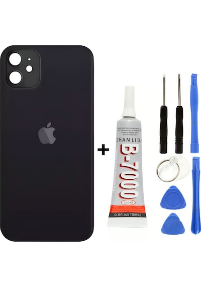Apple Uyumlu iPhone 12 Siyah Arka Cam Kapak Arka Pil Kapağı
