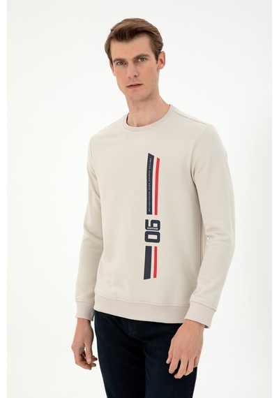 U.S. Polo Assn. Erkek Regular Fit Bisiklet Yaka Taş Sweatshirt 50293441-VR049
