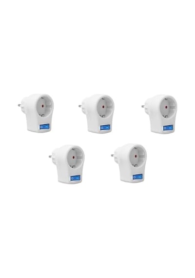 Anahtarlı Akım Korumalı Tekli Priz 10 Amper - 2510 Watt, , Bilgisayar, Buzdolabı, Televizyon, Çamaşır Makinesi, 5 Adet