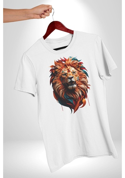 Renkli Kaplan Kükrüyor Unisex Unisex Beyaz Organik Baskılı T-shirt Penye Yüksek Kalite Beyaz