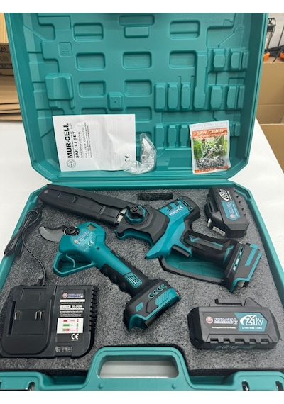 Dijitalgöstergeli 3 Lü Set A Plus 21v3ah 50mm Budama Makası Kömürsüz Testere Teleskobik Kol