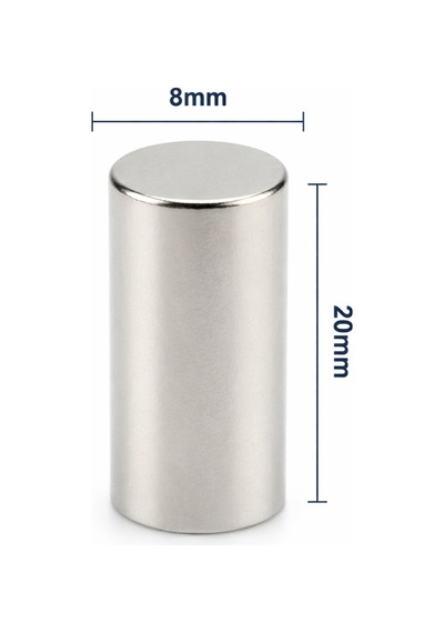 5 Adet - 8x20 Mm Neodyum Mıknatıs Neodim Magnet Yuvarlak