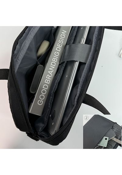15-16 İnç Omuz Askılı Laptop Çantası Lenyes Lb553 Voyagers Serisi Su Geçirmez Polyester Kumaş Siyah