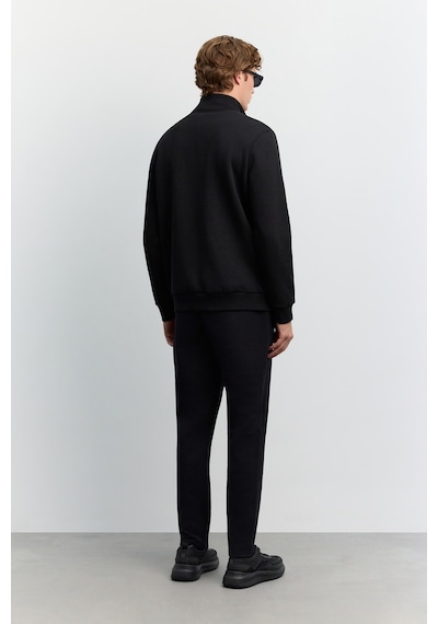 Avva Erkek Siyah Dik Yaka Fermuarlı -5 Dereceye Dayanıklı Regular Fit Sweatshirt A62y1351