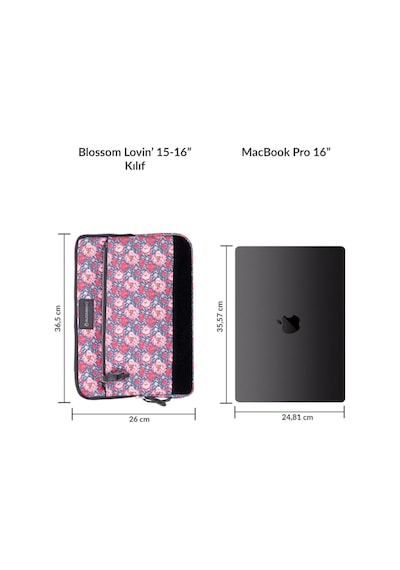 Bloominbag Blossom Lovin' 15-16 İnç Laptop / Macbook Uyumlu Kılıf Fuşya