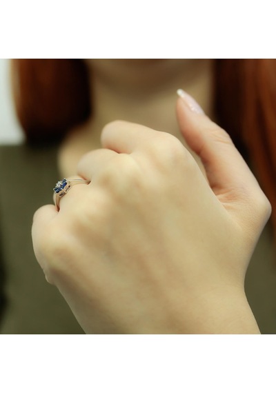 Lova Pırlantalı Safir Papatya Yüzük - 1020246