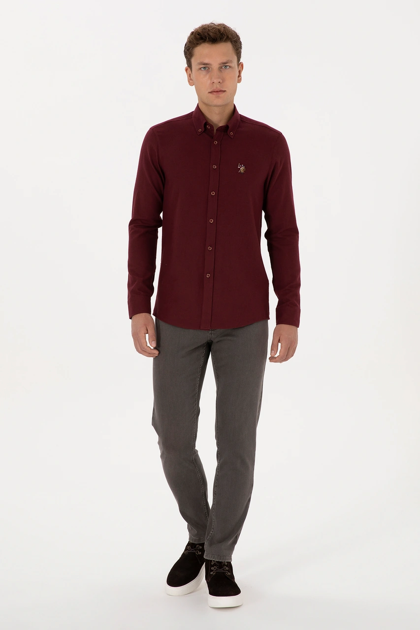 U.S. Polo Assn. Erkek Bordo Uzun Kollu Basic Gömlek 50307686-VR014 U.S. Polo Assn. Erkek Bordo Uzun Kollu Basic Gömlek 50307686-VR014