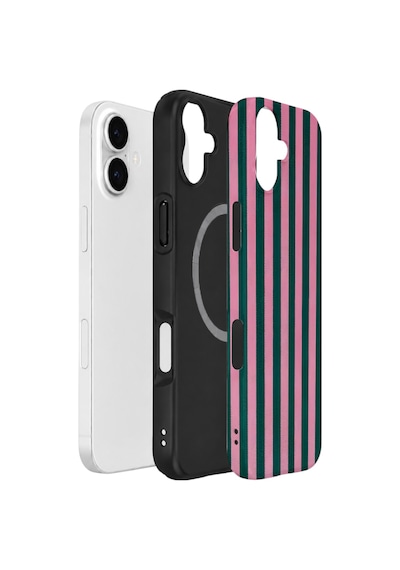 Apple iPhone Uyumlu 17 Vorian Çift Katmanlı Magsafe Kılıf Pink Navy Cabana