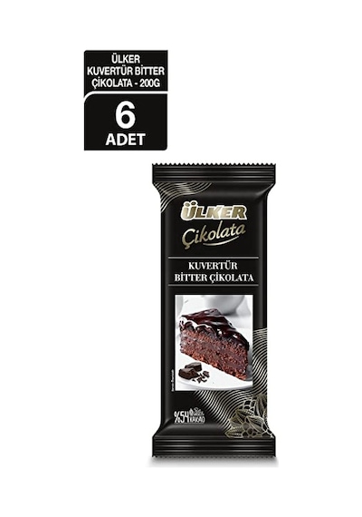 Ülker Kuvertür Bitter Çikolata 6 x 200 G