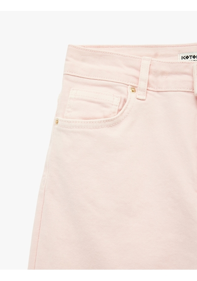 Koton Normal Bel Dar Kalıp Pamuklu Düğmeli Kısa İspanyol Paça Pantolon - Kick Flare Jeans Pembe 6sal40006mw Gül Koton Normal Bel Dar Kalıp Pamuklu Düğmeli Kısa İspanyol Paça Pantolon - Kick Flare Jeans Pembe 6sal40006mw Gül