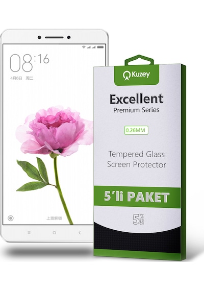 Xiaomi Mi Max ile Uyumlu Kırılmaz Temperli Ekran Koruyucu Cam Ekonomik 5'li Paket
