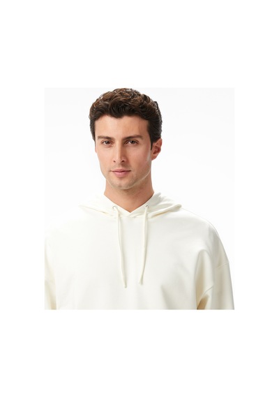 Nautica Erkek Krem Oversize Kapüşonlu Sweatshirt Desenli K57071t Krem